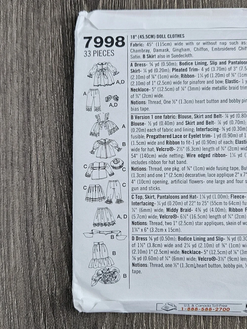 NEW Simplicity 7998 18